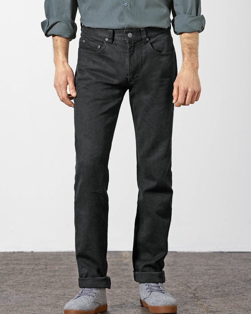 Jeans 5 tasche denim nero cotone biologico e canapa