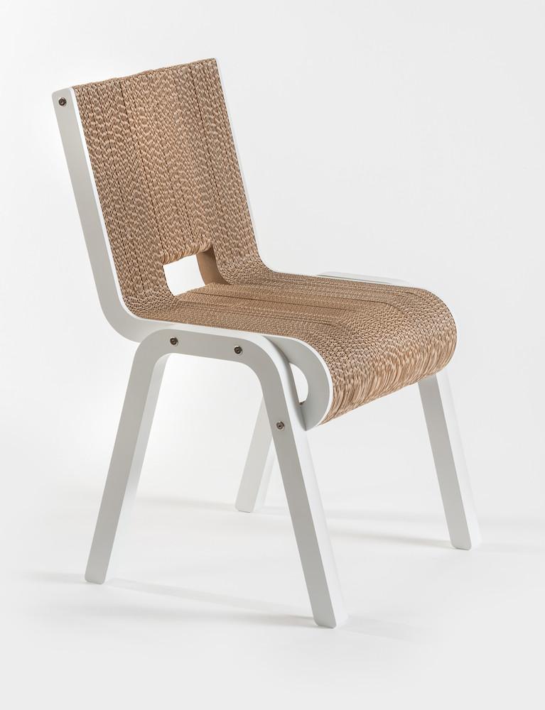 PREZZO SU RICHIESTA - Less Chair- sedia in cartone bianco senza braccioli