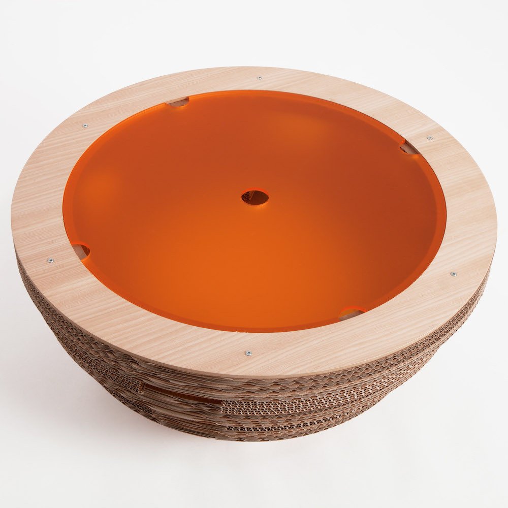 PREZZO SU RICHIESTA - Tavolino Tappo in cartone e legno - Arancio