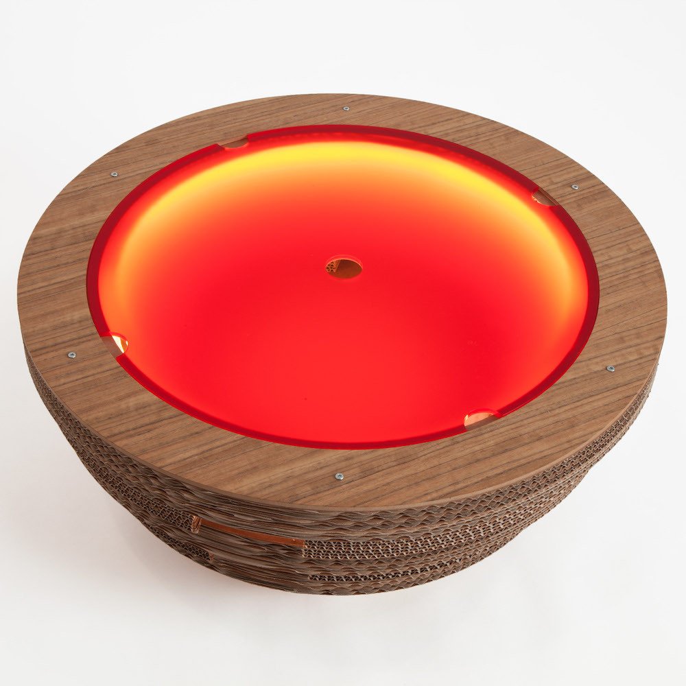 PREZZO SU RICHIESTA - Tavolino Tappo in cartone e legno - rosso