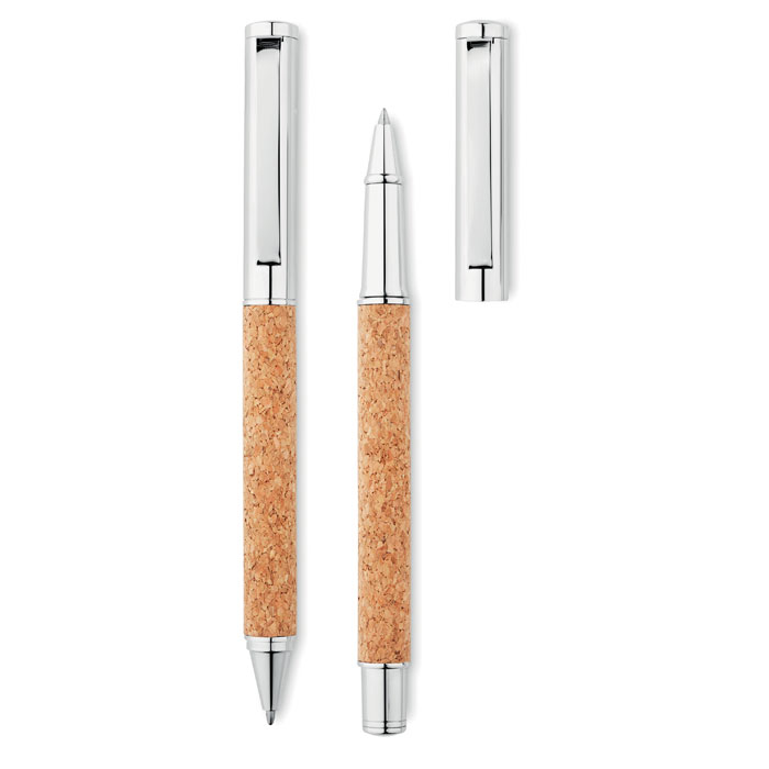 PARURE ECO - set penna a sfera e roller sughero