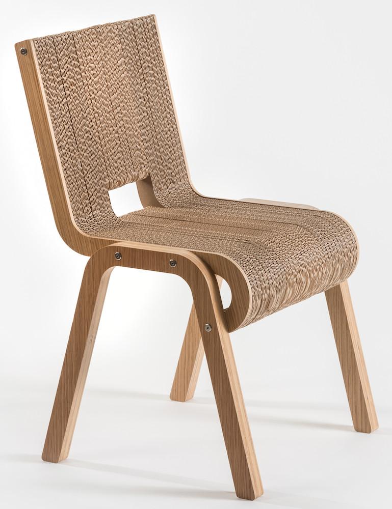 PREZZO SU RICHIESTA - Less Chair- sedia in cartone rovere senza braccioli