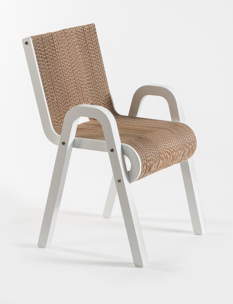 PREZZO SU RICHIESTA - Less Chair- sedia in cartone e legno bianco