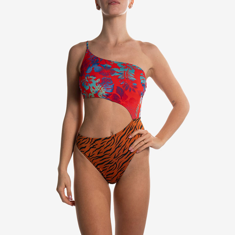 Costume Intero Red Flower Orange Tiger