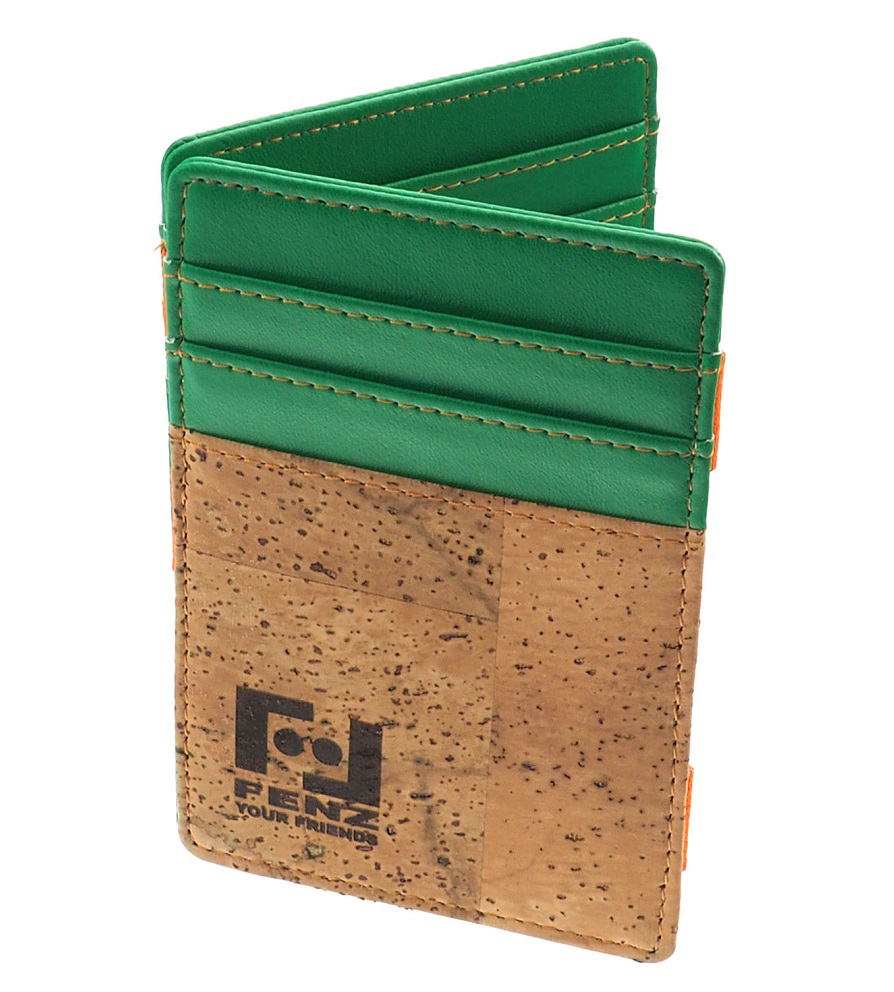 Magic Wallet in sughero e ecopelle green
