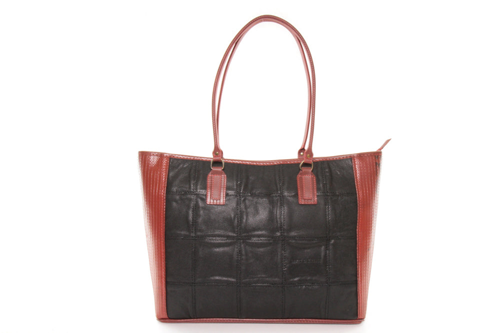 FIRE & HIDE TOTE BAG - BLACK RED