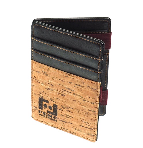 [PO038B] Magic Wallet in sughero e ecopelle in black