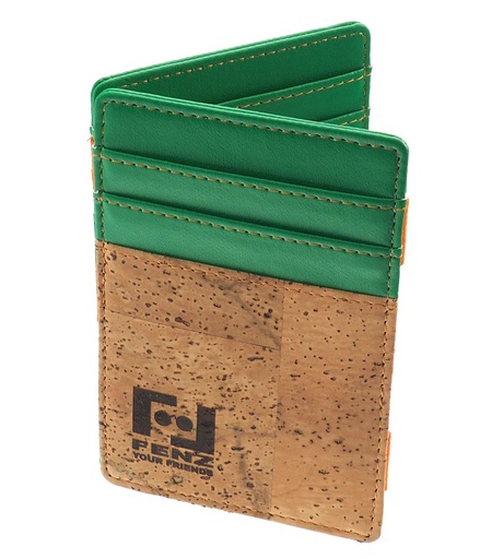 [PO038G] Magic Wallet in sughero e ecopelle green
